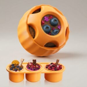 Treat-Dispensing Rubber Ball with Freezer Mould