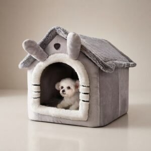 Home Plush Kennel-Shaped Bed with Ear Detail