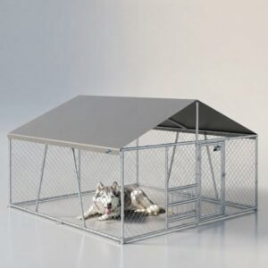 Outdoor Dog Kennel with Canopy Roof
