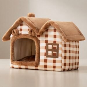 Plush Cottage-Style Enclosed Pet House