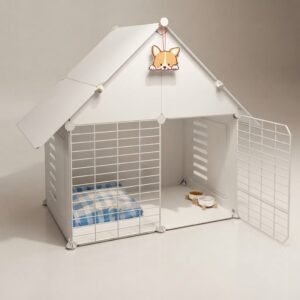 Wire-Frame Dog House with Fabric Roof